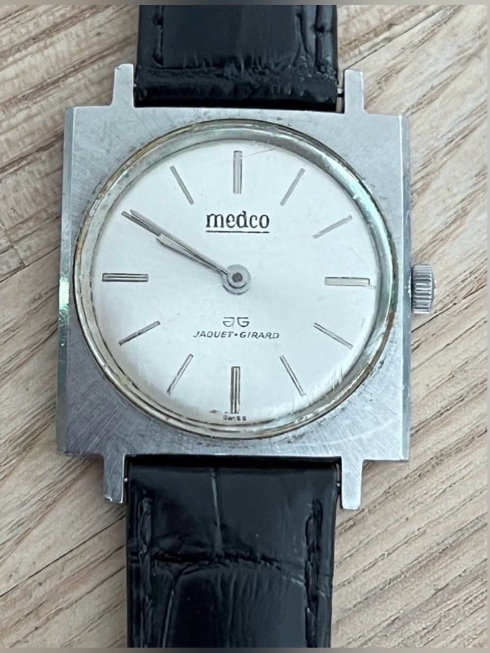 Medco Jaquet-Girard Men's Watch Super Rare Vintage Mechanical New Leather Strap